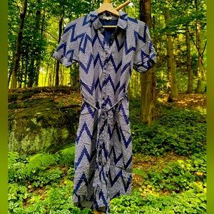 Navy and White Chevron Shirt Dress